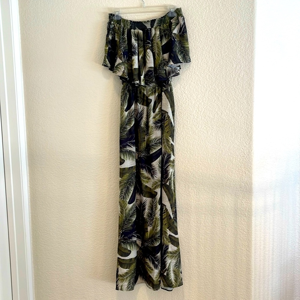 Show Me Your MuMu Tropical Floral Strapless Maxi Dress - Green
